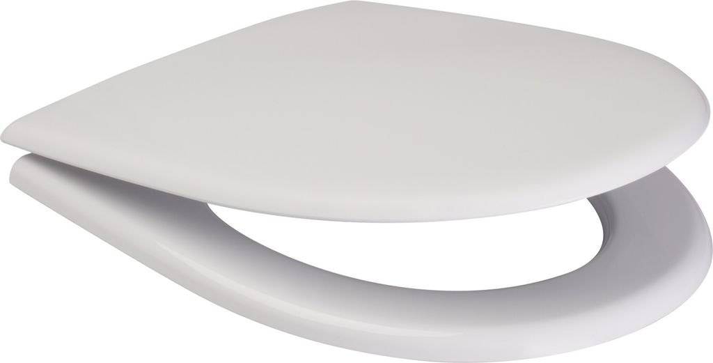 A white toilet seat and lid, shown from a slightly elevated side angle.