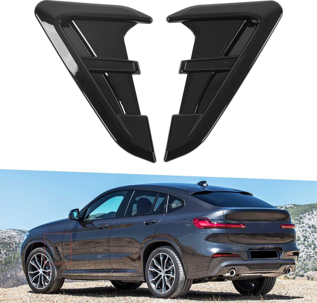 2 Stück Auto-Seitenabdeckung, Lüftungsschlitzverkleidung, Auto-Außenzubehör, Ersatz für X3 G01 2018-2021, Klavier, Schwarz