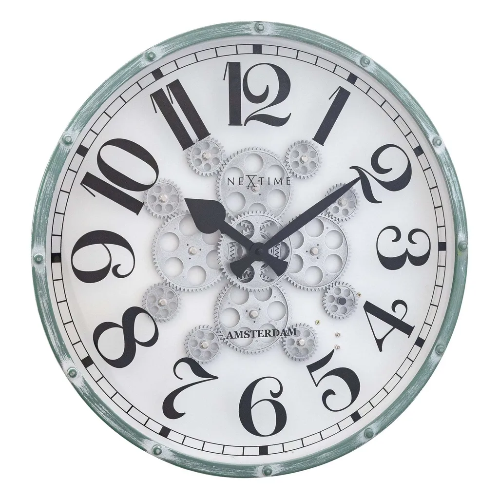 Horloge Murale NeXtime Henry 3282WI Verte 50cm - Design Minimaliste