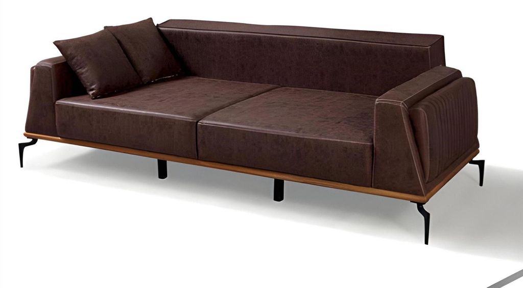 Brauner Leder 3-Sitzer Designer Sitmöbel Wohnimmer Dreisitzer Luxus Möbel