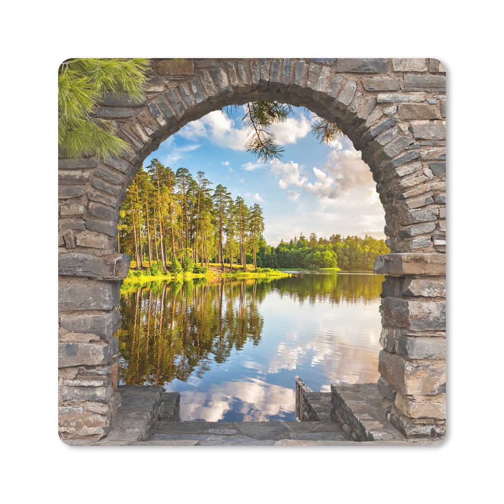 MuchoWow Mauspad Mousepad Landschaft - Ausblick - Wasser 20x20 cm - Mousepads - Maus Mat - Pad - Mausunterlage - Desk Mat - Bureauartikeln