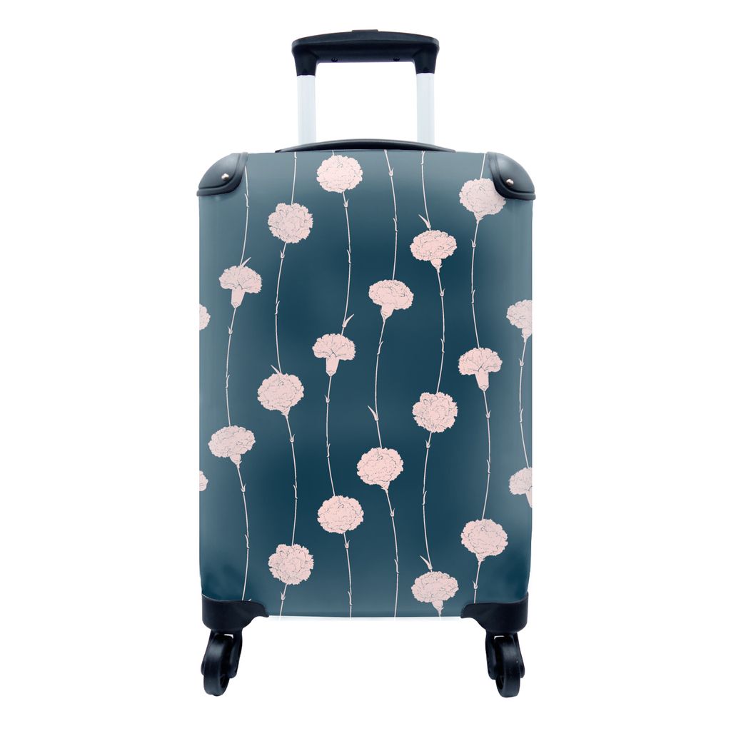 MuchoWow Koffer Handgepäck Trolley Rollkoffer Kleine Reisekoffer mit 4 Rollen - Blumen - Pfingstrose - Muster - Pastell - Cabin Size < 55x40x23 ...