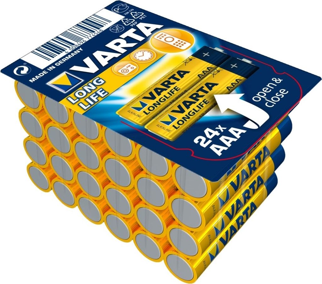 Varta Batterie Alkaline Micro AAA LR03 1,5V 24er-Box Produktbild 