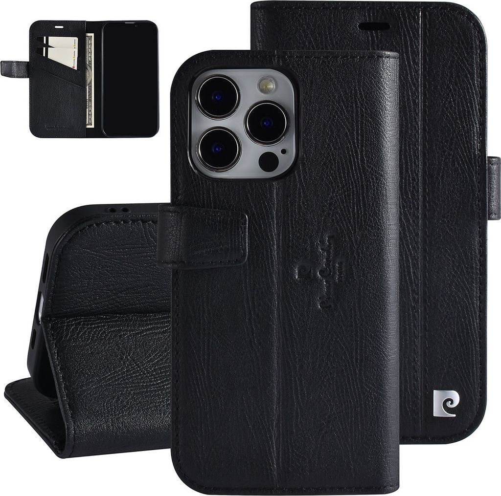 Pierre Cardin iPhone 13 Pro Book type case - Card holder for 3 cards - Magnetic closure - Black