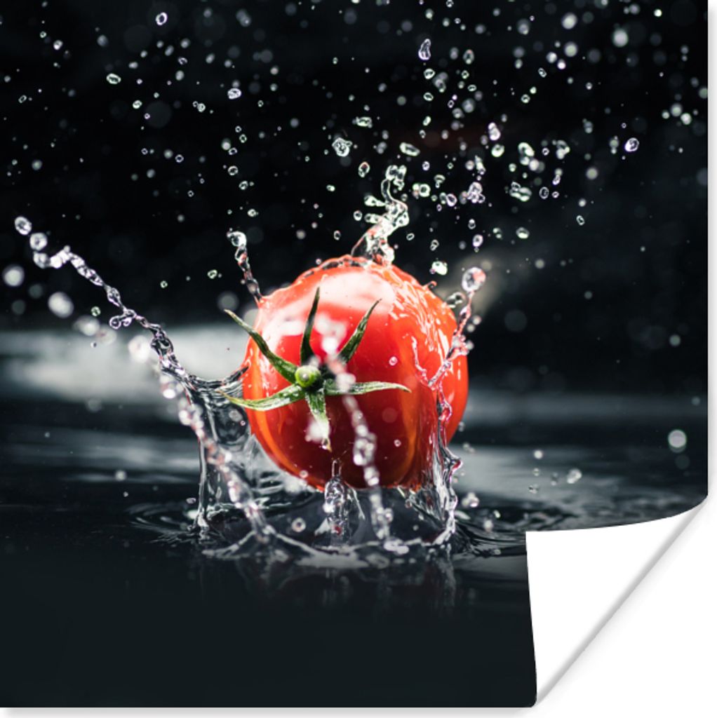 MuchoWow Poster Tomate - Gemüse - Stilleben - Wasser - Rot 50x50 cm - Wohnzimmerdekoration