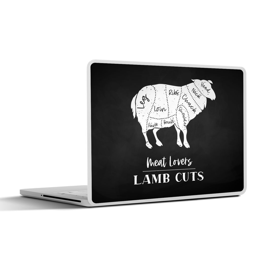 MuchoWow Laptop Aufkleber Sticker Cover Schaf - Küche - Metzger - BBQ 25x18 cm - Laptop-Deko