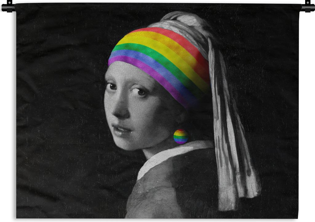 MuchoWow Wandteppich Wandbehang Das Mädchen mit dem Perlenohrring - Vermeer 60x45 cm Tapisserie Dekoration Wandtuch - Das Schlafzimmer