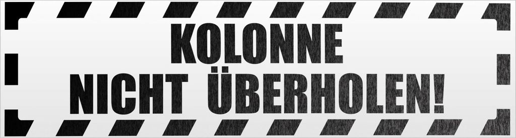 Kiwistar Kolonne Nicht überholen gestreift Magnetschild Schild magnetisch - 60cm Schwarz - reflektierend - Magnetfolie für Auto PKW Kfz