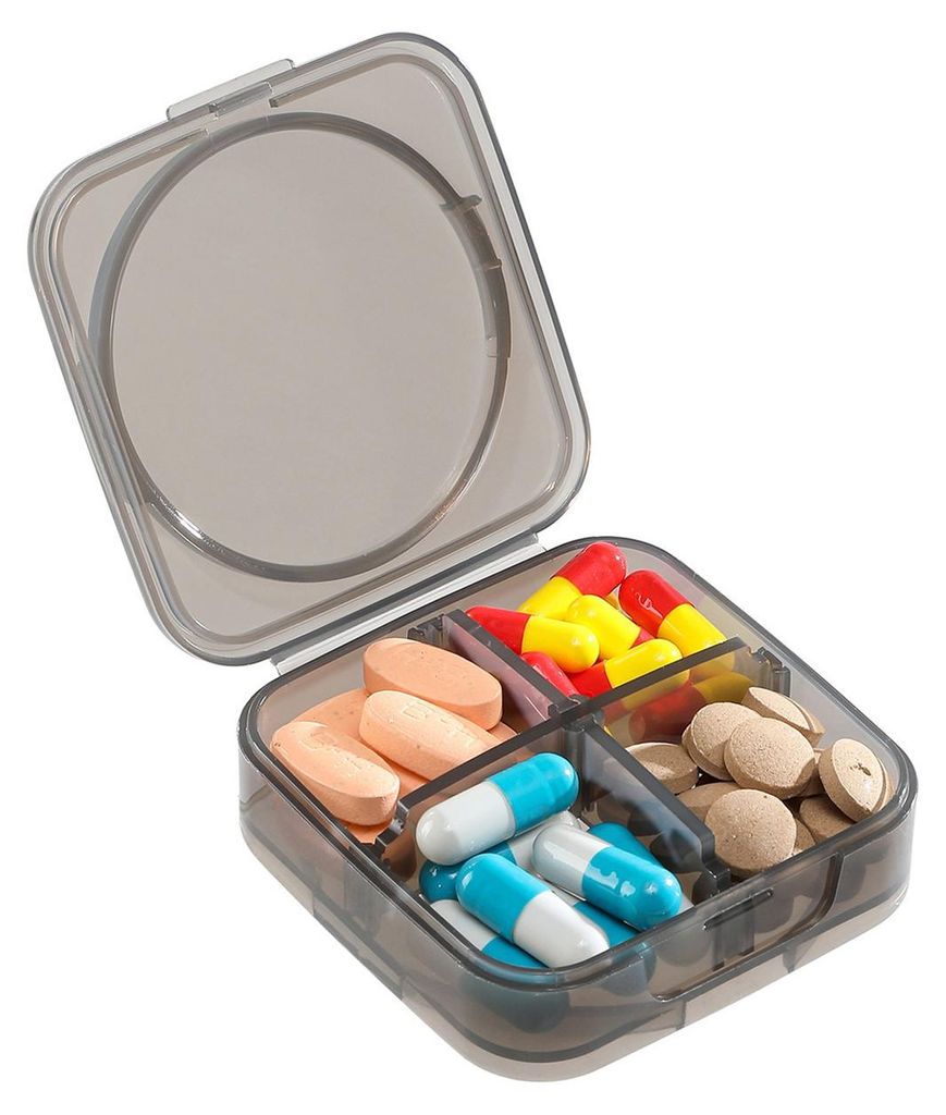 Pillendose mit Wochenorganizer, unabhängigen Verschlussschnallen, großem Fassungsvermögen, transparentem Etui für Reisen und Zuhause