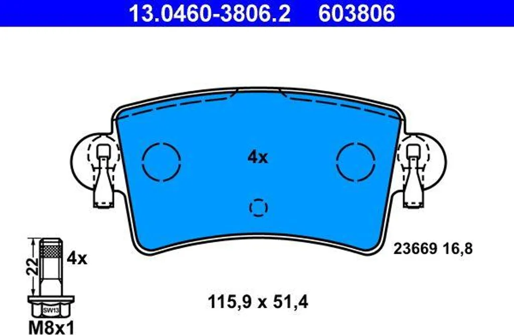 Plaquettes de frein ATE 13.0460-3806.2 OE 4406000QAE Interstar Movano
