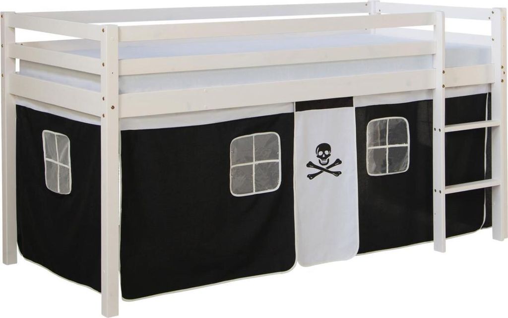 Lits superposés mezzanine Échelle Pin Massif Rideau Pirate Image du produit 