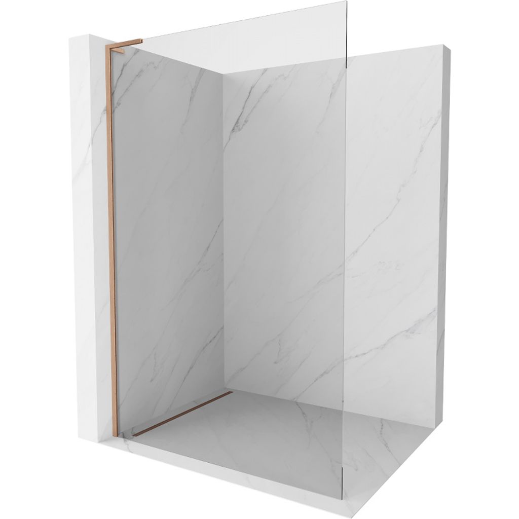 Mexen Kioto L Duschwand Walk-in 100 x 200 cm, transparent, gebürstetes Messing - 800-100-103-65-00
