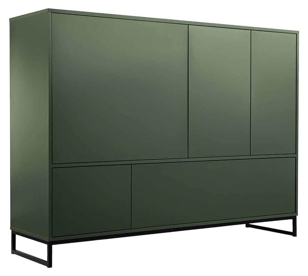 Masseno Kommode AZIR 160 cm Sideboard mit Schubladen und 5 Türen für Wohnzimmer Schlafzimmer Modern 160x45x120 cm Grün