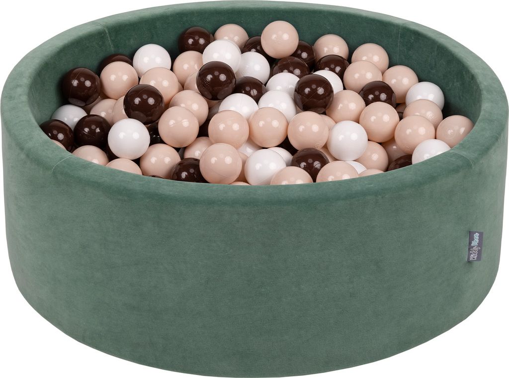 KiddyMoon Bällebad 90x30cm Velvet 300 Bälle ∅7cm Rund Bällepool Mit Bunten Bällen Für Babys Und Kinder
