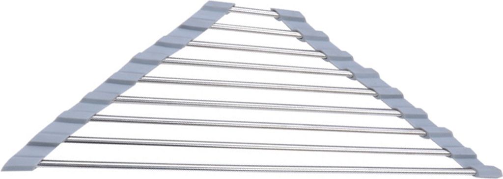 Dreieckiges Abtropfgestell für die Spüle, Eck-Abtropfgestell zum Aufrollen, zusammenklappbar, Edelstahl, Mehrzweck