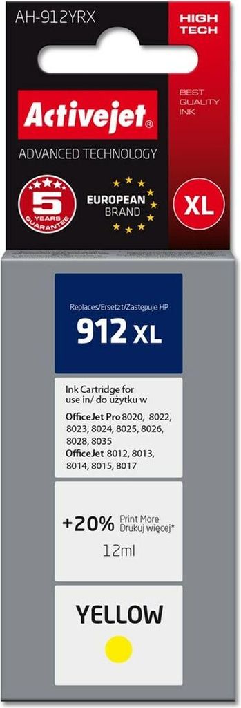 Activejet Tinte für HP 912XL 3YL83AE reg AH912YRX