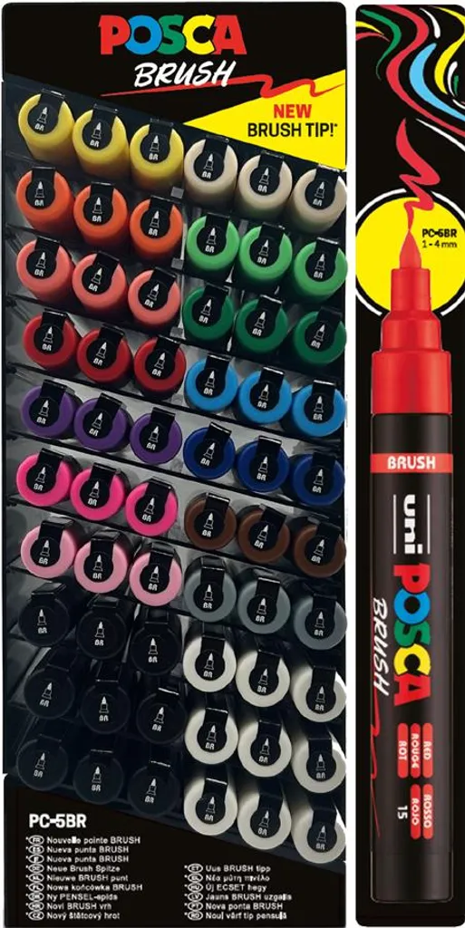 POSCA Marqueur Pigmenté PC-5BR à Pointe Pinceau Souple - Pack de 60