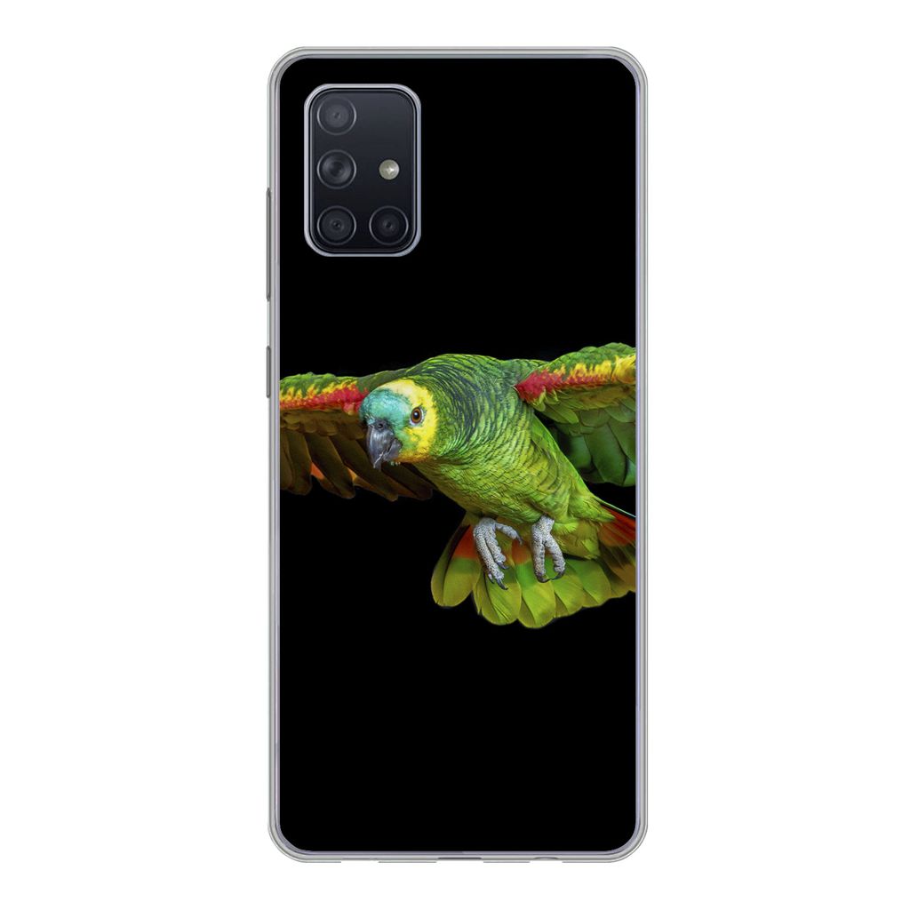 MuchoWow Handyhülle Schutzhülle Hülle für Samsung Galaxy A51 Papagei - Vogel - Federn Silikon Softcase Handy Hülle - Schutzabdeckung