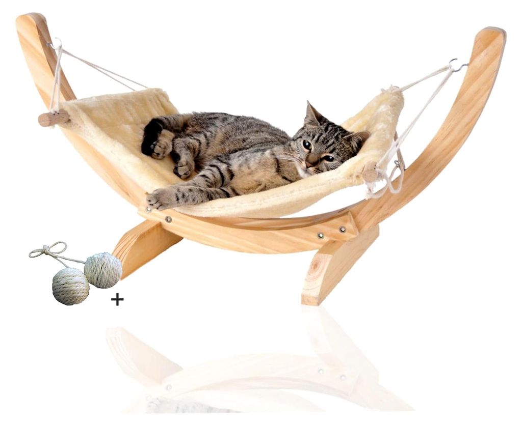 Katzenhängematte Cat Relax | Katzenschlafplatz | Katzenbett | Katzenkorb zum Schlafen | Hängematte für Katzen (Beige)