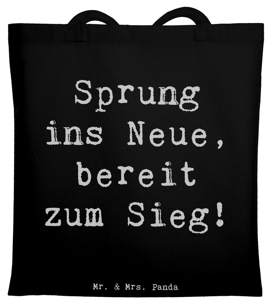 Mr. & Mrs. Panda Tote Bag Spruch Sich in einer neuen Sportart versuchen - Schwarz - Geschenk, Sprung ins Neue, Spaß am Sport, Zuversicht, Geschenk...