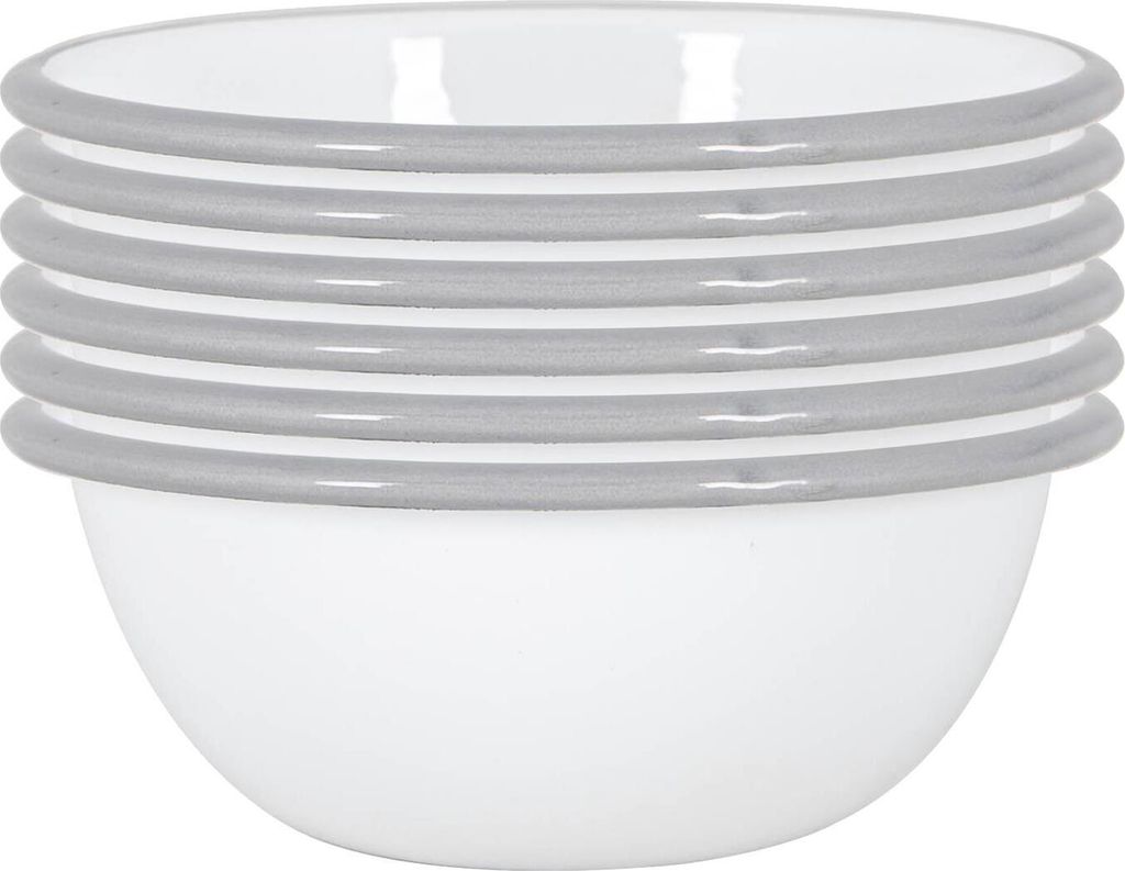Argon Ta Weiße Emaille-Schüsseln - Stahl Outdoor-Camping-Geschirr Geschirr - 16cm - Grau - Packung mit 12
