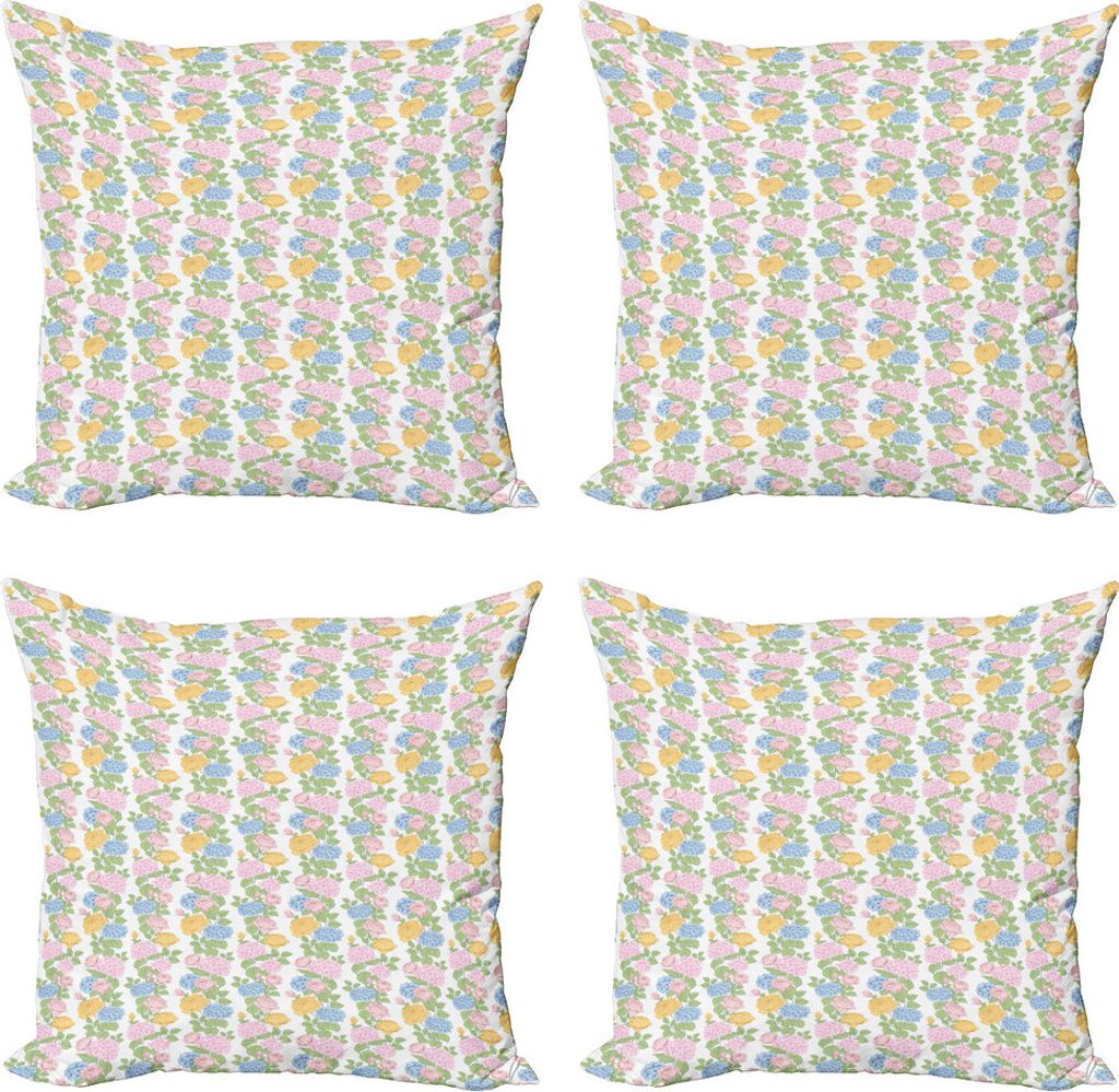 ABAKUHAUS Pfingstrose Kissenbezug Set (4 Stück), Pastelltöne Blüten-Blumen, Moderner Doppelseitiger Digitaldruck, 60 cm x 60 cm, Hellgrün Baby ...