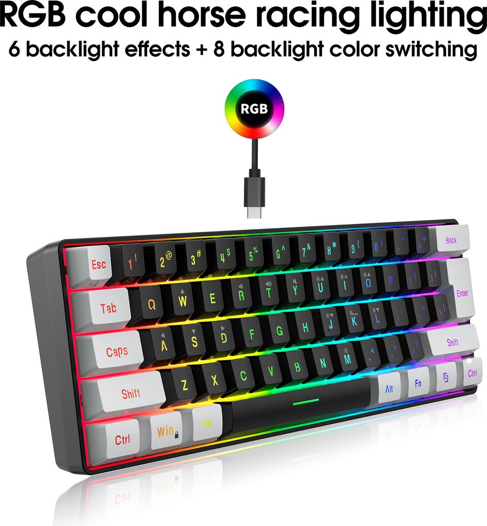 HXSJ V700BW+A869 USB-Computer-Tastatur und -Maus-Kit mit Produktbild 5