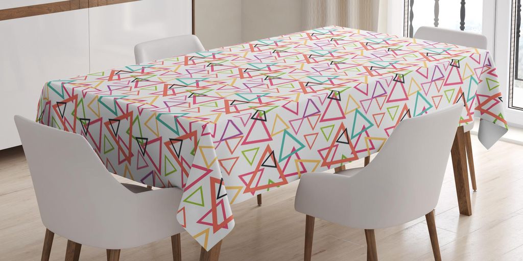 ABAKUHAUS Geometrisch Tischdecke, Abstrakt Triangles Angular Tribal Motive Bunte Native American Form-Muster, 140 x 240 cm, Mehrfarbig
