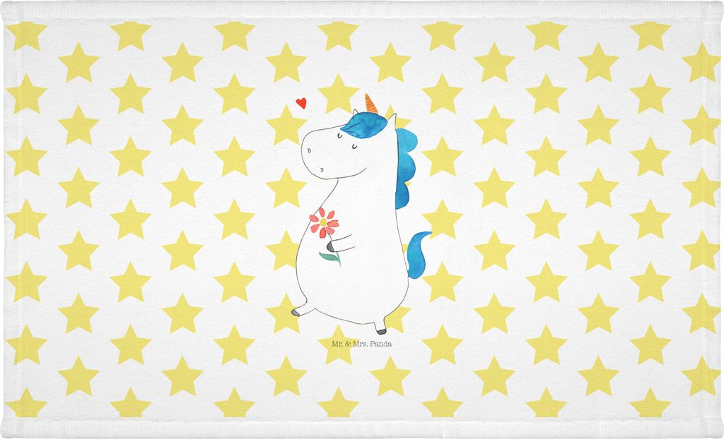 Mr. & Mrs. Panda Handtuch Einhorn Spaziergang - Weiß - Geschenk, Unicorn, Einhörner, Mutter, Gute Laune, Blumen, Baumwollhandtuch, 50x100, Frotte...