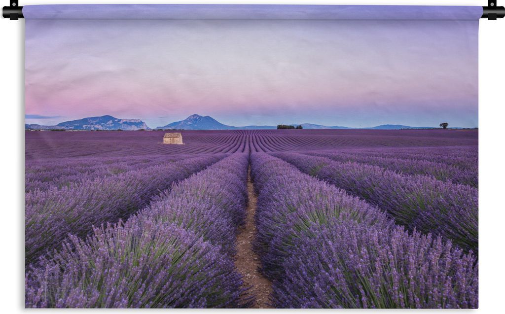 MuchoWow Wandteppich Wandbehang Lavendelfeld bei Sonnenuntergang in Südfrankreich 150x100 cm Tapisserie Dekoration Wandtuch - Waschbar - Tapisse...