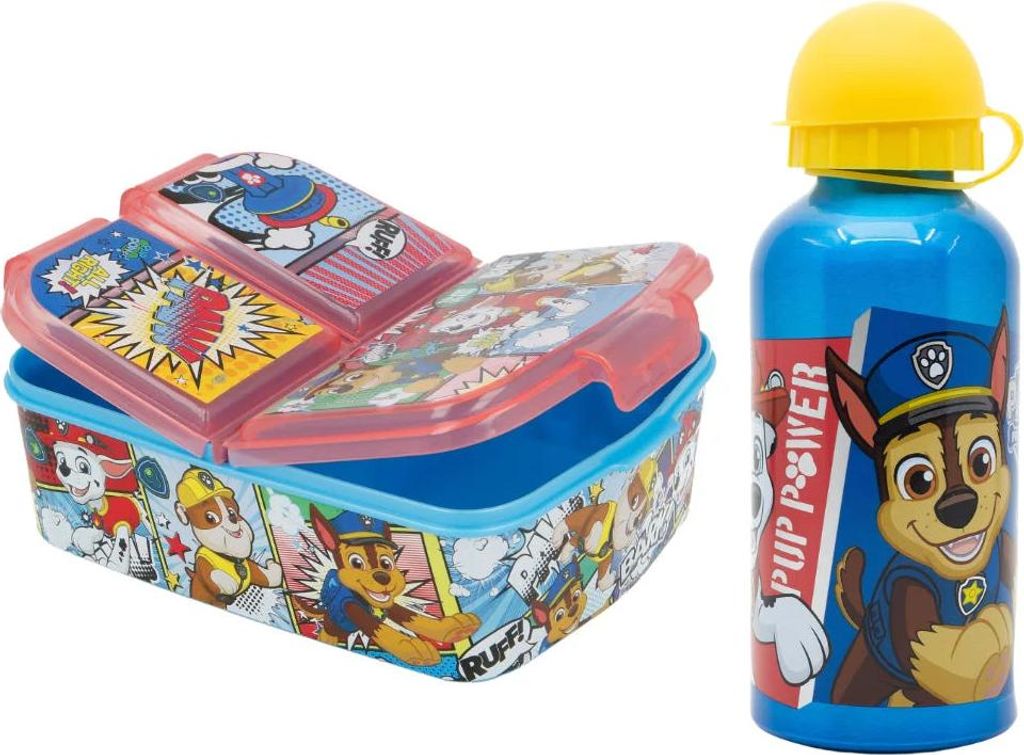 Paw Patrol Chase Marshall Rubble 2 tlg Kinder Set Brotdose Alu-Trinkflasche