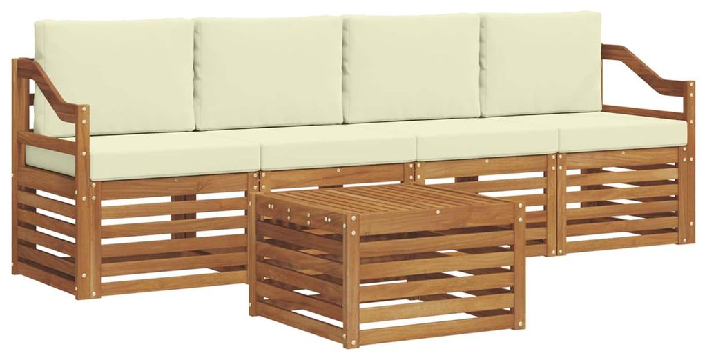 vidaXL Sofagarnituren 5 pcs Natur und Creme Massivholz Akazie