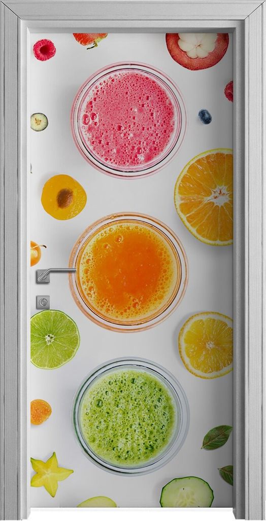 Tür Selbstklebende 90x210 cm Türfolie Türtapete Klebefolie - Farbige Früchte Orange