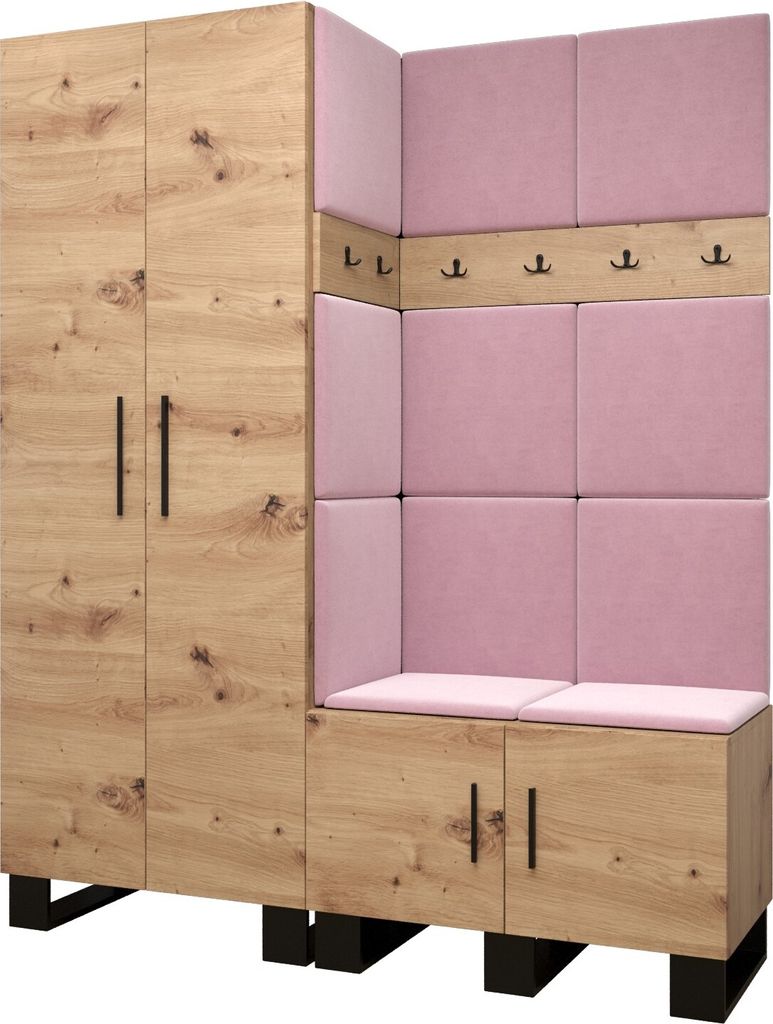 Garderobe ARTIN Set 2 mit gepolsterten Paneelen Industrial Design