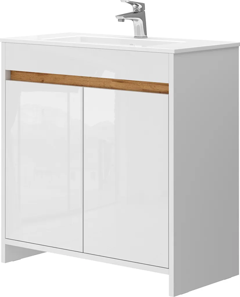 Ensemble de meubles de salle de bain blanc brillant 80 cm Vicco Lemgo
