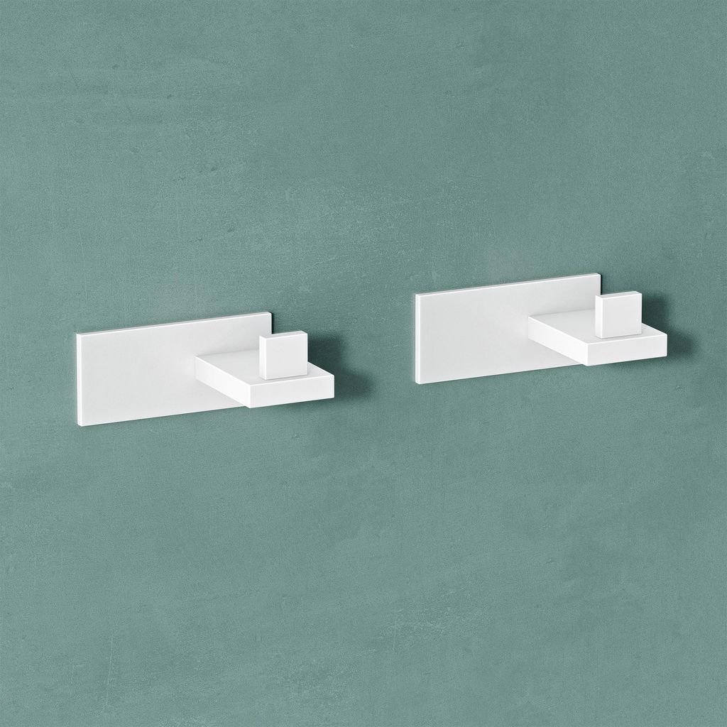 Mai & Mai Kleiderhaken 2 Stück Wandgarderobe Wandhaken aus Edelstahl Garderobenleiste Garderobenhaken 8cm Matt weiß Stalo-06