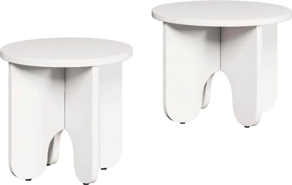 Set 2 Tavolini SYFAX™ Bianco Pino Massello - Soluzione Smart Living