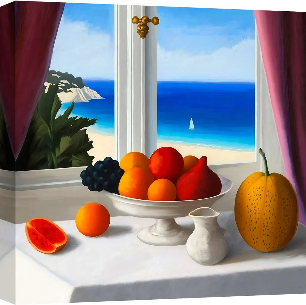 Hernan Navarro - Natura Morta e Finestra - Riproduzione su Tela 50x50