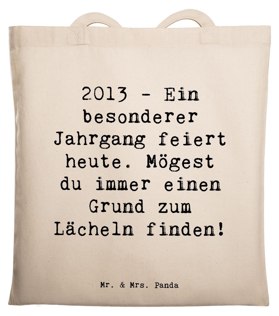Mr. & Mrs. Panda canvas tasche Spruch 2013 Geburtstag Freude - Transparent - Geschenk, positive Gedanken, Geburtstagsgeschenk, Tote Bag, schöner J...
