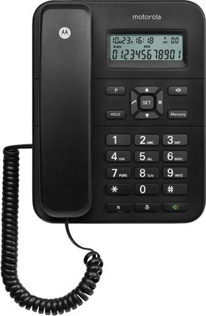 Motorola CT202 Schwarz Analoges Tischtelefon mit Anrufer-ID und Freisprecheinrichtung