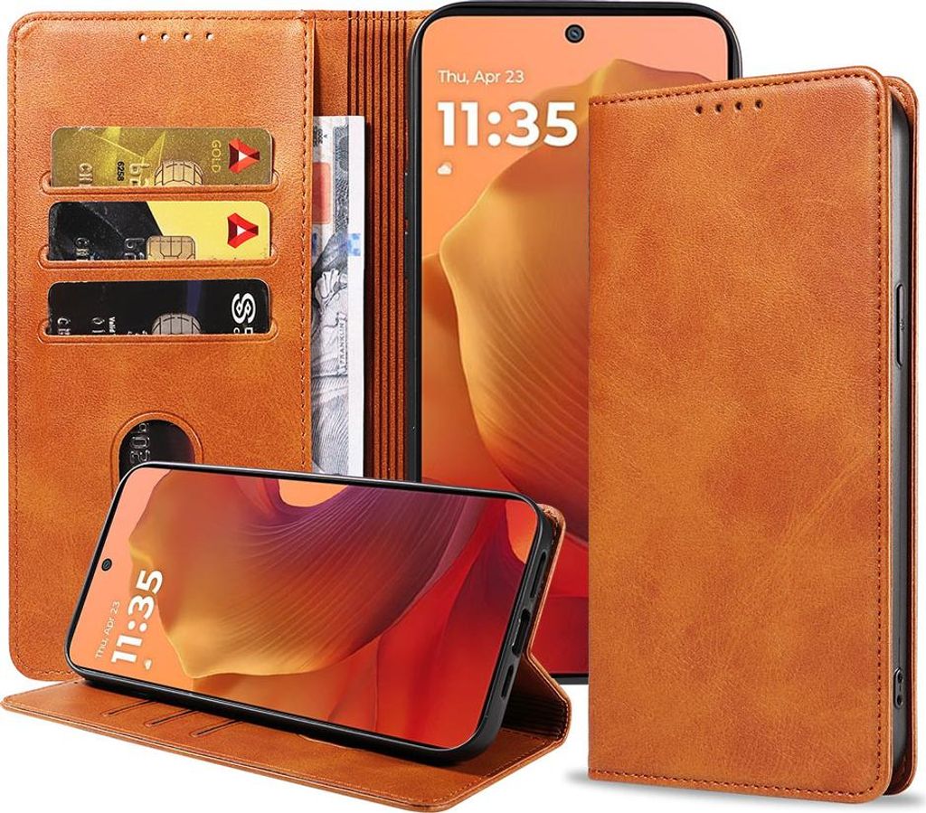 Geeignet für Motorola Moto G15 Handytasche Kunstleder mit Magnetverschluss und Kartenhalter Bookcase mit Klappe - Wallet Case mit Kartenfach - Bra...