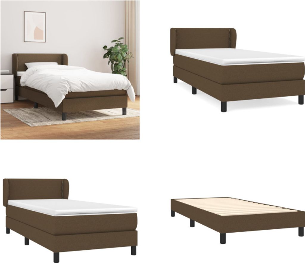vidaXL Boxspringbett mit Matratze Dunkelbraun 100x200 cm Stoff - Boxspringbett - Boxspringbetten - Bett - Schlafzimmermöbel
