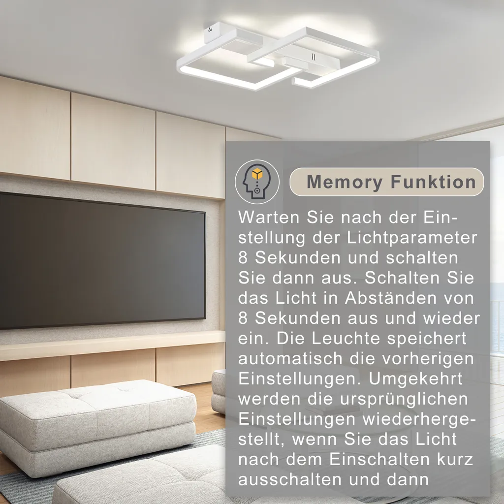 Plafonnier LED moderne 35W avec télécommande et intensité variable ZMH