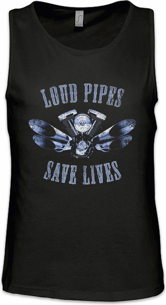 Urban Backwoods Loud Pipes Save Lives, Ärmelloses T-Shirt, Farbe: Schwarz, Größe: XL