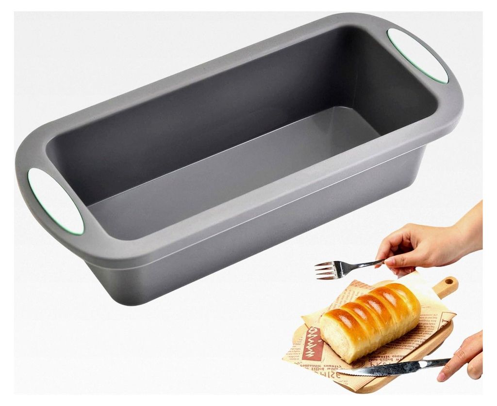 Rechteckige Silikon Brotbackform (27,8 x 12 x 6,2 cm) in Hellgrau