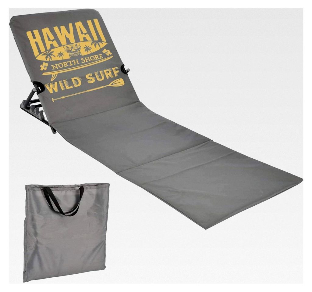 Faltbare Strandmatte mit Rückenlehne - 47x145cm - Liege für den Strand - leicht transportierbar - Sommer Lounge Design grün