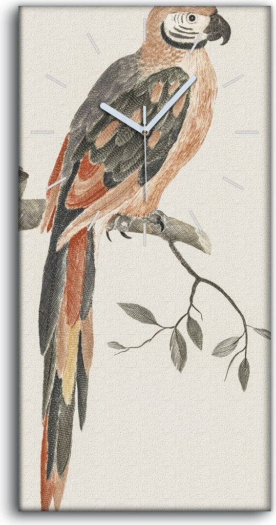Wohnzimmer-Bild Leinwand Uhr Geräuschlos 30x60 Gemälde Tier Vogel Branche Kunst - weiße Hände