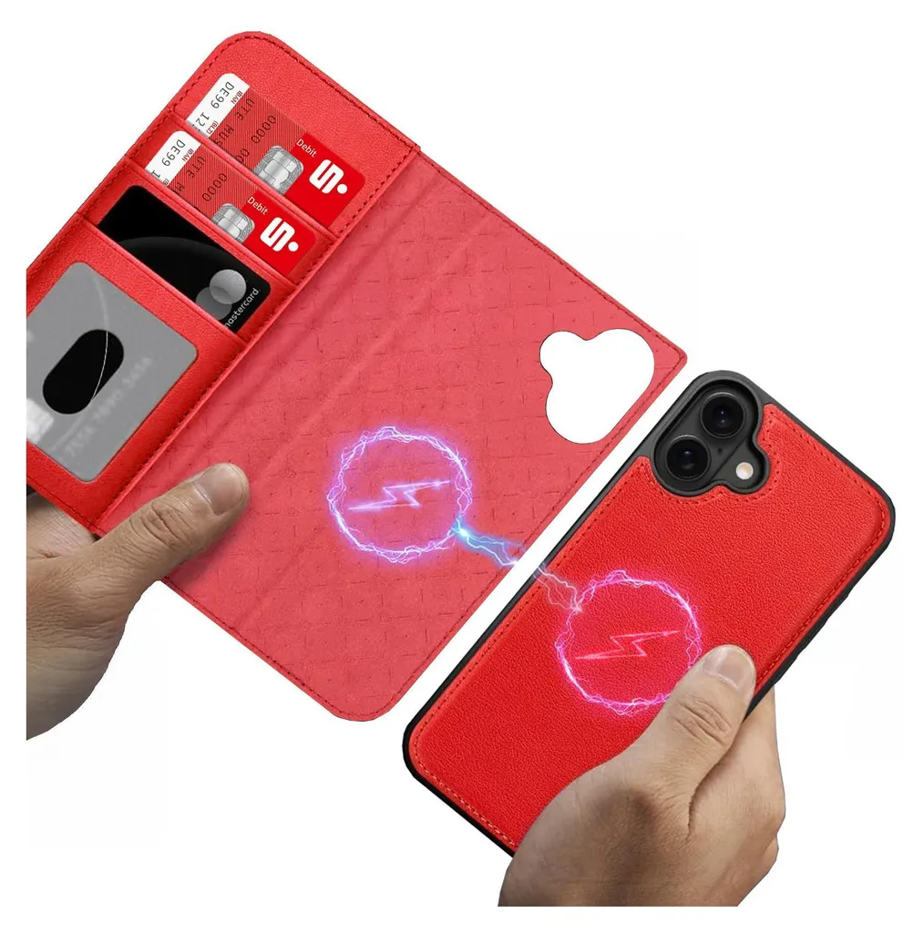 Ailicici Custodia IPhone 16 Plus Magnetica Portafoglio 2 In 1 Con Cinturino RFID