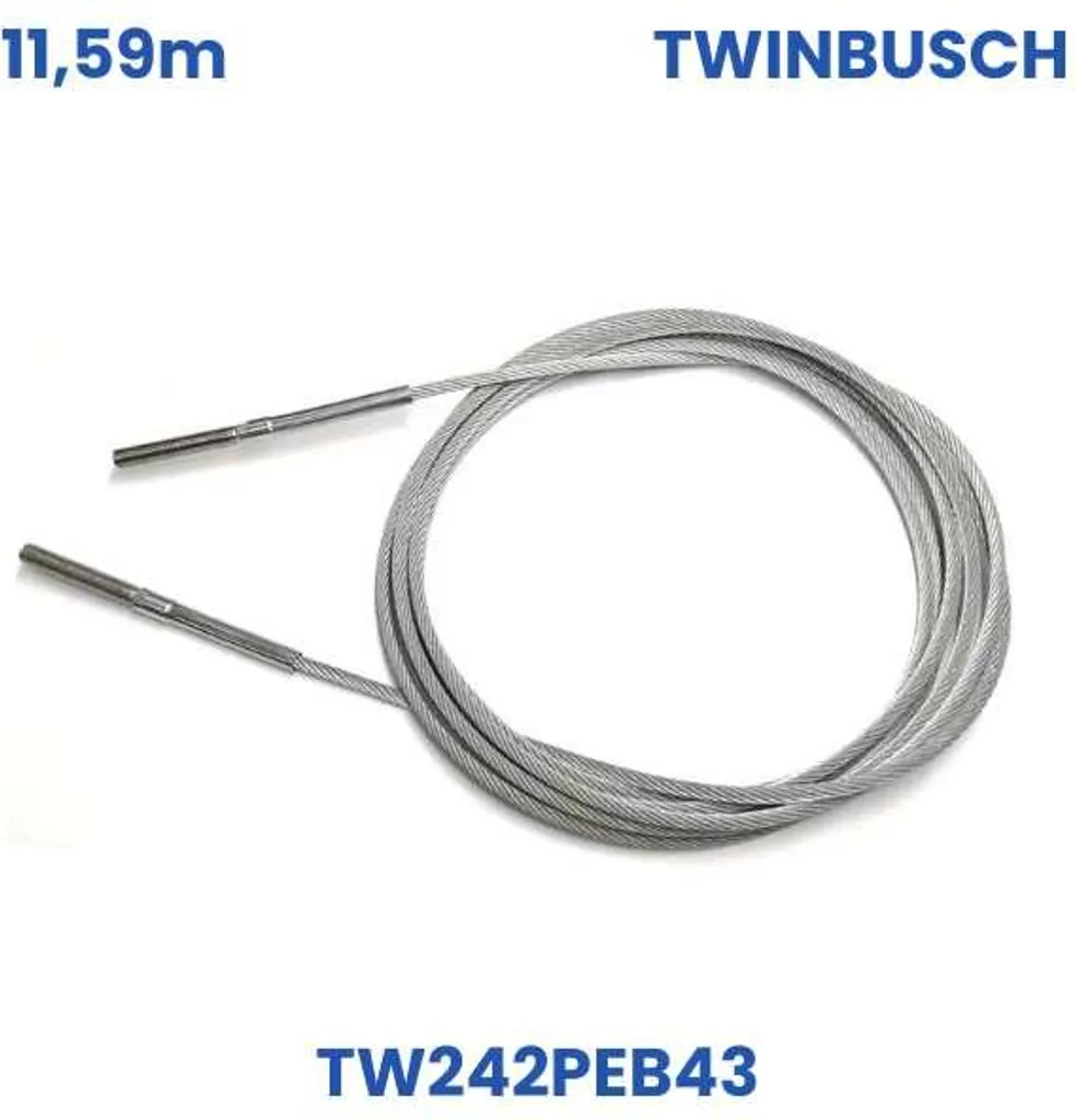 Câble de levage 11,59m en acier robuste pour Twin Busch TW242PEB43