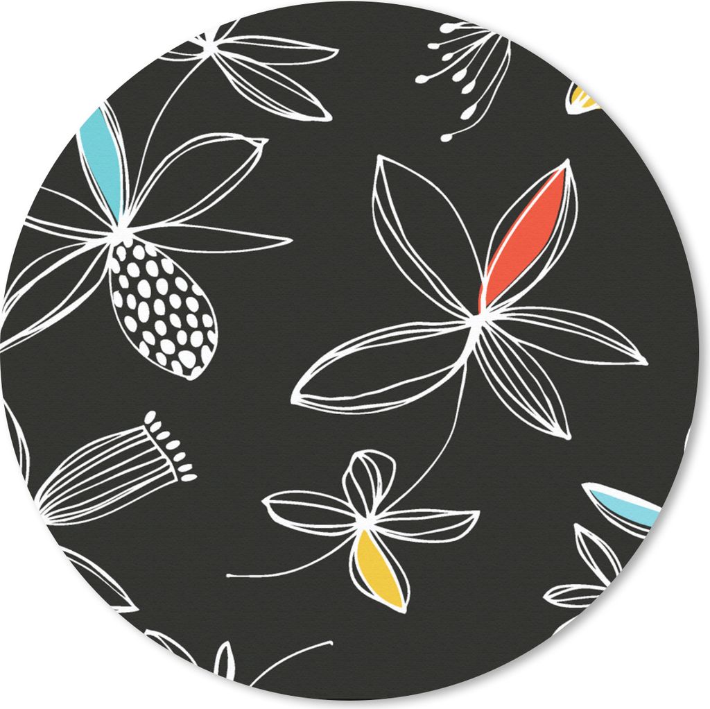 MuchoWow Mauspad Mousepad Blumen - Linienkunst - Muster 20x20 cm - Mousepads - Maus Mat - Pad - Mausunterlage - Schreibtischmatte